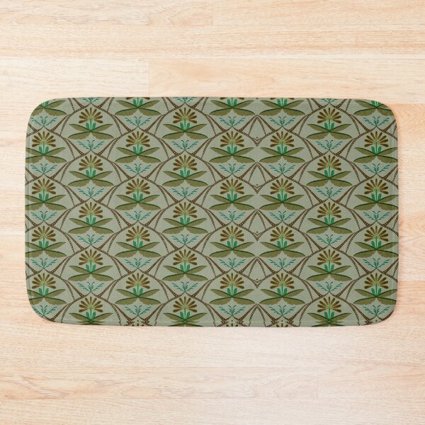 Item preview, Luxury Olive Green Botanical Wallpaper - Geometric Tribal Floral Damask designed and sold by LyoniHERA.