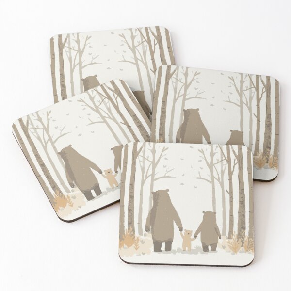 Item preview, Cozy Bear Family Walking in Forest Illustration designed and sold by Vermeli.