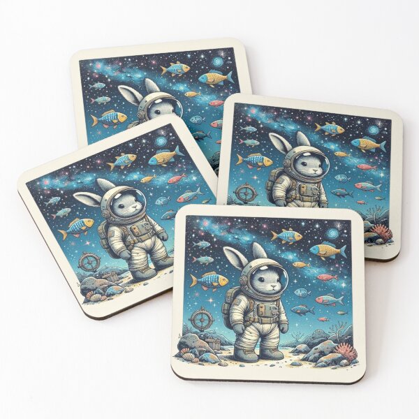 Item preview, Astronaut Rabbit in Cosmic Ocean – Whimsical Fantasy Design designed and sold by Dogandesighn.