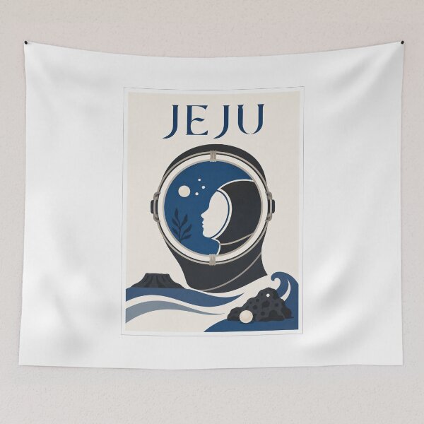 Item preview, Jeju Island Haenyeo Diver Helmet Travel Poster designed and sold by Beyond Destinations.