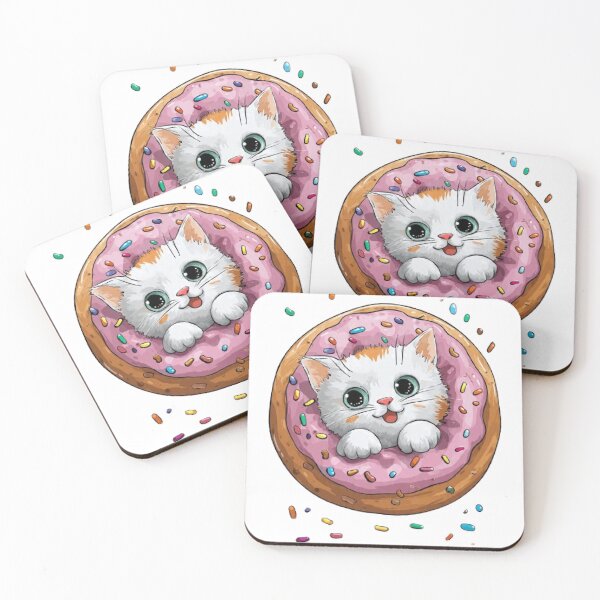 Item preview, Cute Kitten Peeking from Sprinkle Donut designed and sold by Moody Vibes Studio.