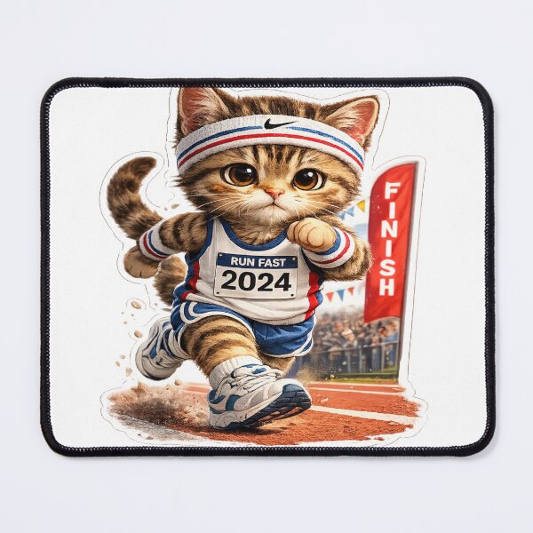 Item preview, Race Day Cat – Never Stop Running Sticker designed and sold by Genzfirevibes.