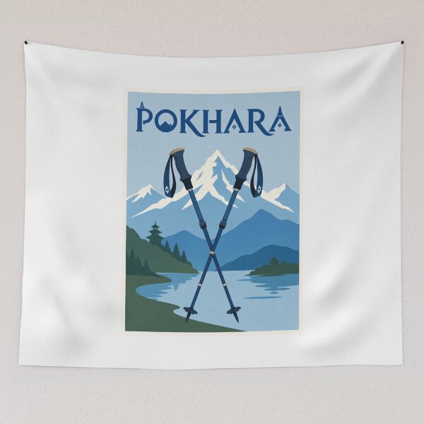 Item preview, Pokhara Nepal Himalayas Trekking Poles Poster designed and sold by Beyond Destinations.