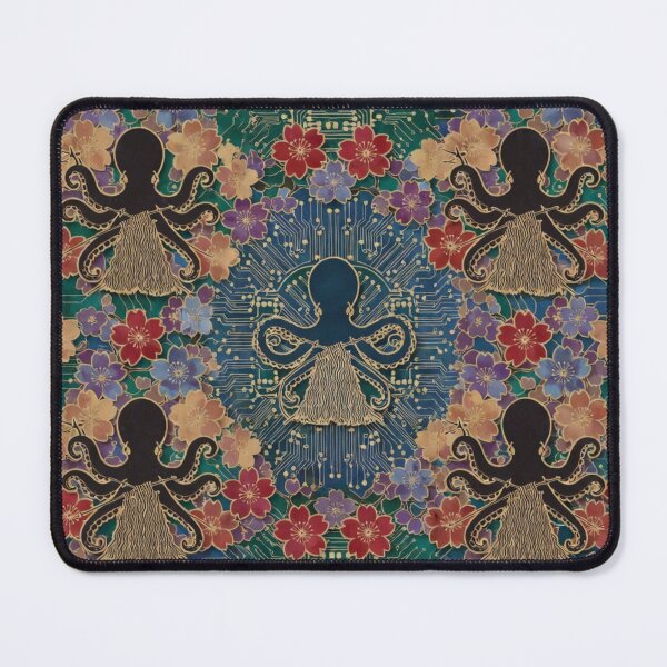 Item preview, Colorful Jellyfish Floral Repeating Pattern designed and sold by IntelliMindDesigns.