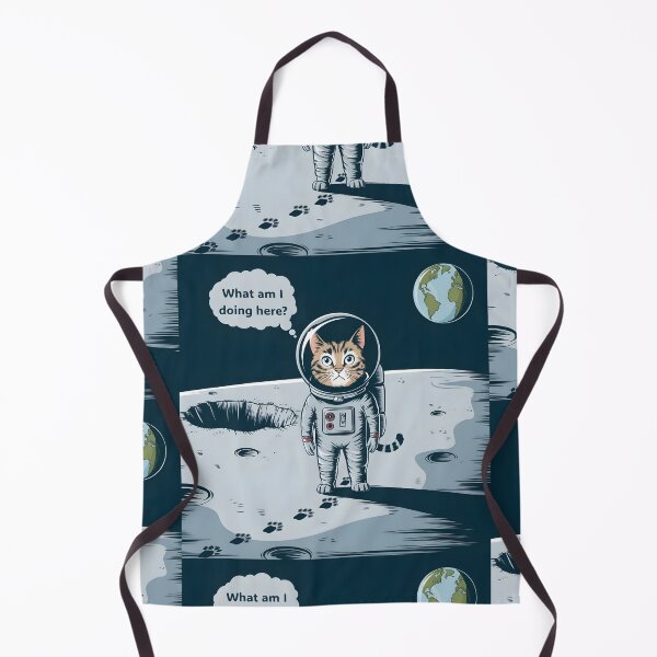 Item preview, Confused Cat Astronaut on the Moon, Funny Space Cat Quote, What Am I Doing Here? Cute Cosmic Kitty Graphic designed and sold by PrintelloTH.