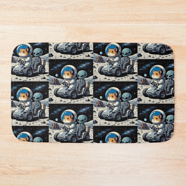 Item preview, Astronaut Hamster with Alien – Whimsical Lunar Rover Design designed and sold by Dogandesighn.