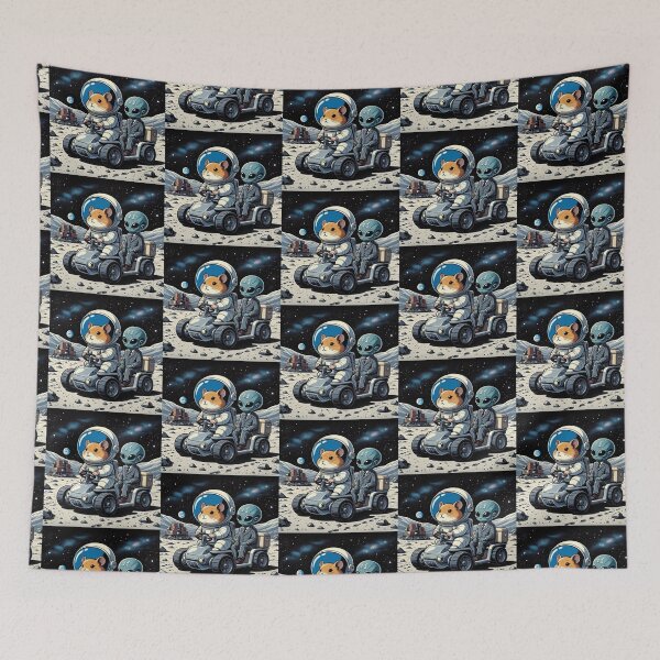 Item preview, Astronaut Hamster with Alien – Whimsical Lunar Rover Design designed and sold by Dogandesighn.