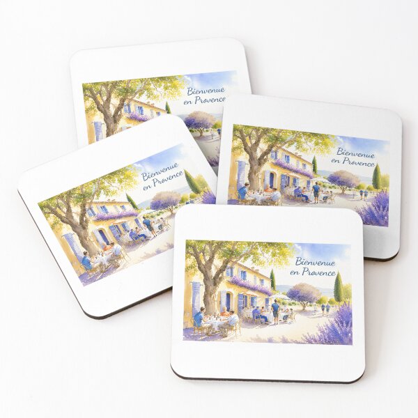 Item preview, Bienvenue en Provence Watercolor | French Café Terrace Art Print | Rustic Provence Travel Illustration designed and sold by Ramona-Gliga.