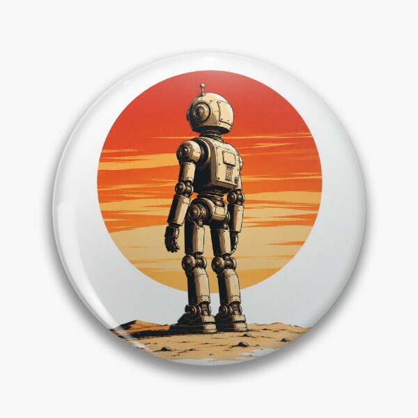 Item preview, Retro Sci Fi Robot Standing Under Desert Sunset designed and sold by the-dovlat.