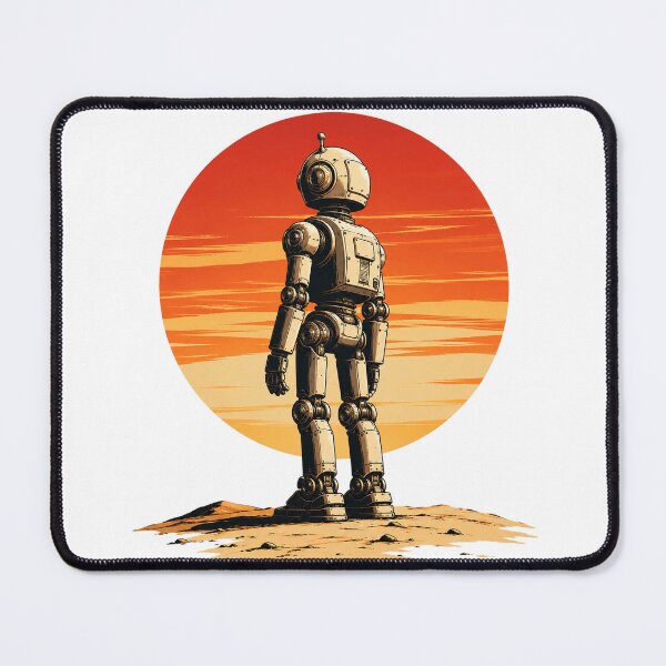 Item preview, Retro Sci Fi Robot Standing Under Desert Sunset designed and sold by the-dovlat.