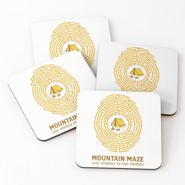 Item preview, Mountain Maze Yellow Fingerprint Camping Poster - Lose Yourself designed and sold by GabeMountainArt.