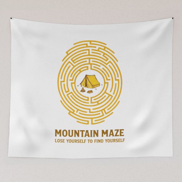 Item preview, Mountain Maze Yellow Fingerprint Camping Poster - Lose Yourself designed and sold by Gabe1983.