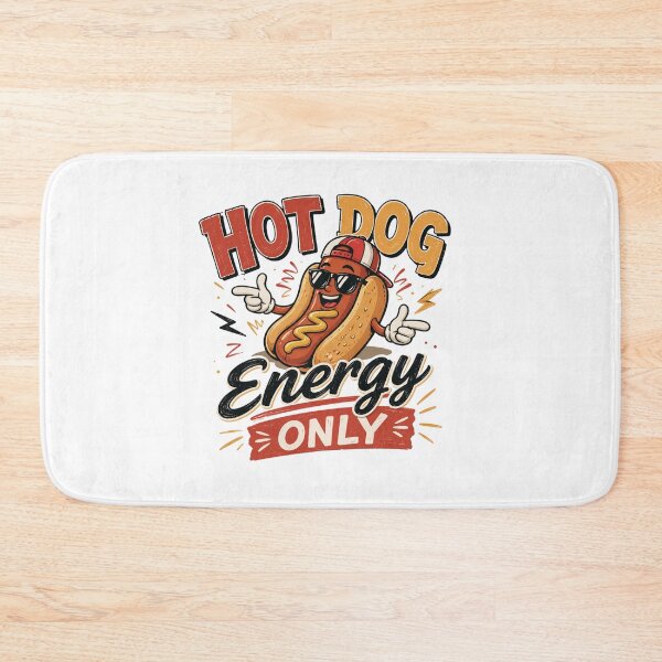 Item preview, Hot Dog Energy Only Funny Sticker – Cute Cartoon Hot Dog Lover Design designed and sold by Artimax-Studio.