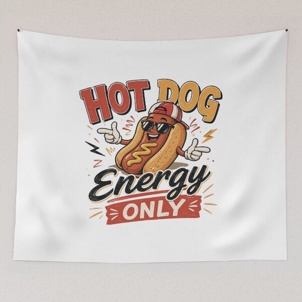 Item preview, Hot Dog Energy Only Funny Sticker – Cute Cartoon Hot Dog Lover Design designed and sold by Artimax-Studio.