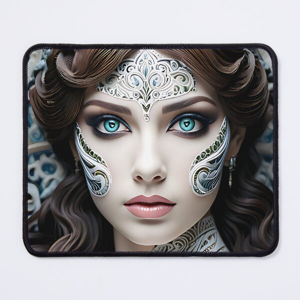Item preview, Porcelain Beauty: Intricate Blue Ceramic Portrait designed and sold by ToxicInkArt.