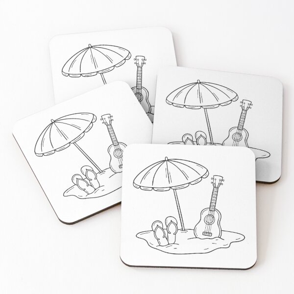 Item preview, Ukulele Beside Flip Flops Under Umbrella designed and sold by rasagamastore.