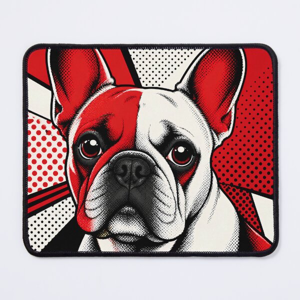 Item preview, French Bulldog Pop Art Print – Bold Red Black White Frenchie Portrait, Graphic Dog Art designed and sold by DonnaByPT.