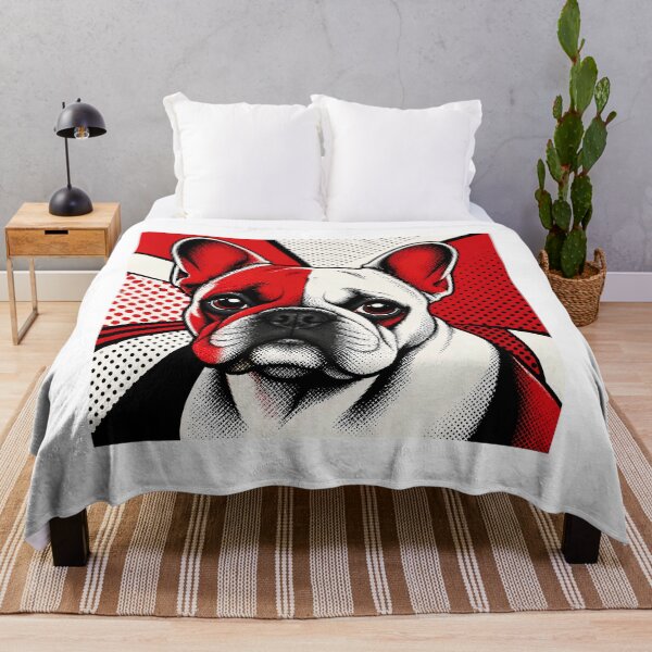 Item preview, French Bulldog Pop Art Print – Bold Red Black White Frenchie Portrait, Graphic Dog Art designed and sold by DonnaByPT.