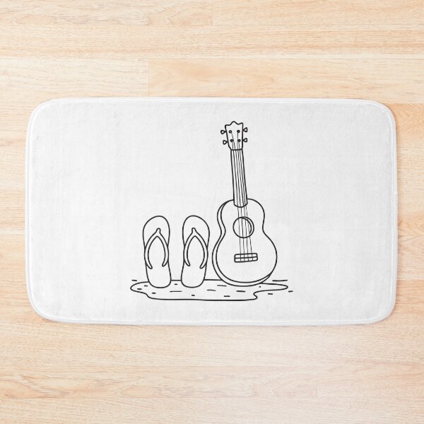 Item preview, Ukulele on Sand Beside Flip Flops designed and sold by rasagamastore.