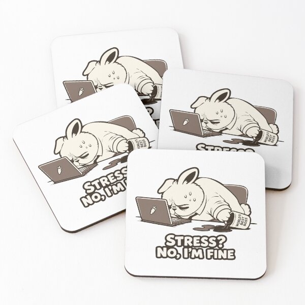 Item preview, Stress No I'm Fine Bunny. Funny Office Burnout Overworked Rabbit designed and sold by MalisoStickers.