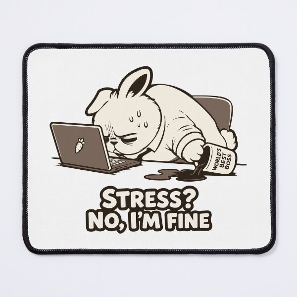 Item preview, Stress No I'm Fine Bunny. Funny Office Burnout Overworked Rabbit designed and sold by MalisoStickers.