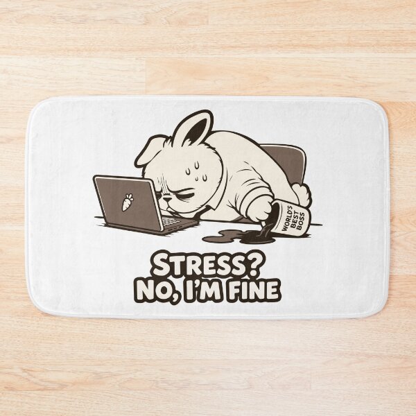 Item preview, Stress No I'm Fine Bunny. Funny Office Burnout Overworked Rabbit designed and sold by MalisoStickers.