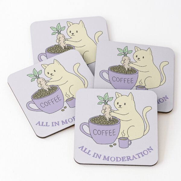 Item preview, Coffee Cat and Mandrake Folk Art Illustration designed and sold by LeshanArt.