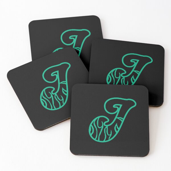 Item preview, Groovy Retro Teal Fiery Letter J Monogram designed and sold by CamilasPrints.