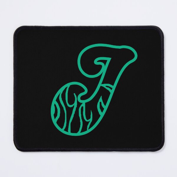 Item preview, Groovy Retro Teal Fiery Letter J Monogram designed and sold by CamilasPrints.
