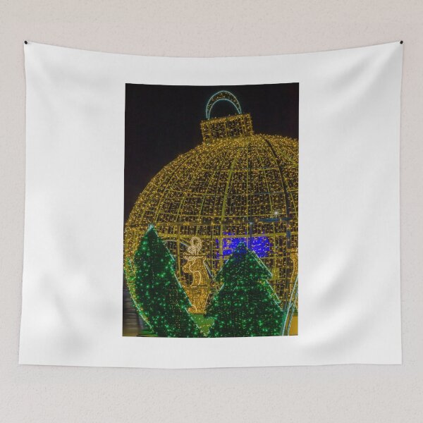 Item preview, Giant Christmas Ornament Light Installation With Illuminated Trees And Festive Holiday Decorations At Night designed and sold by Nmallia.