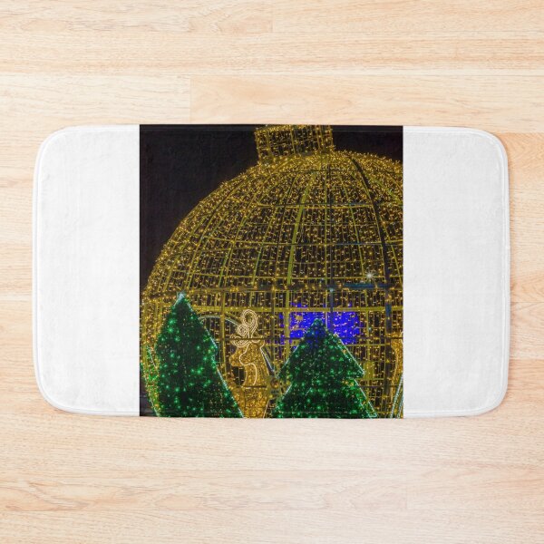 Item preview, Giant Christmas Ornament Light Installation With Illuminated Trees And Festive Holiday Decorations At Night designed and sold by Nmallia.