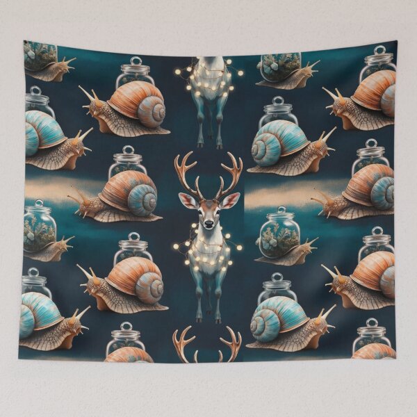 Item preview, Whimsical Snail House and Deer Pattern designed and sold by IntelliMindDesigns.