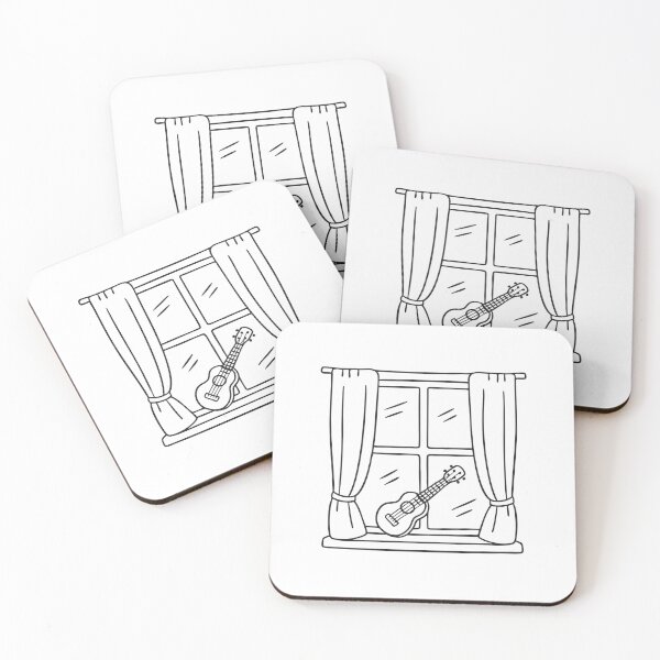 Item preview, Ukulele on Windowsill Behind Curtains designed and sold by rasagamastore.