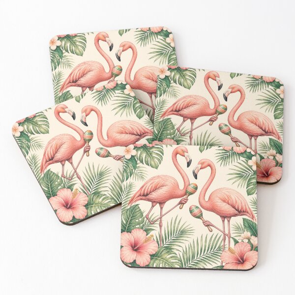 Item preview, Flamingo Tropical Pattern Pink Birds designed and sold by VibePrints101.