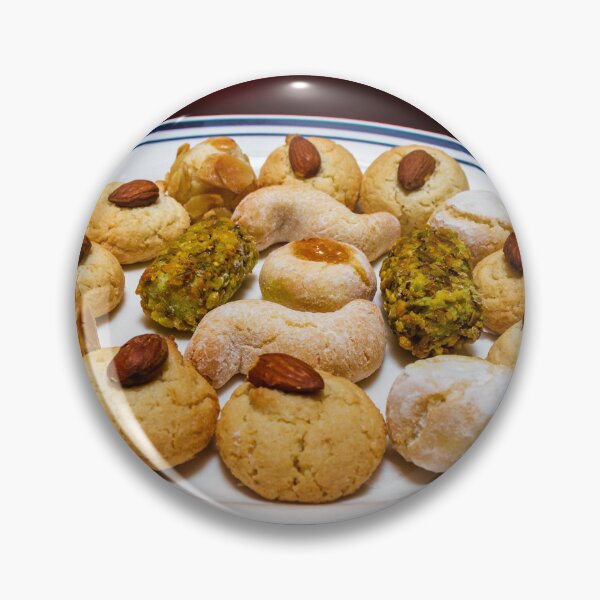 Item preview, Assorted Almond and Pistachio Cookies on a White Plate — Homemade Festive Dessert Platter designed and sold by Nmallia.