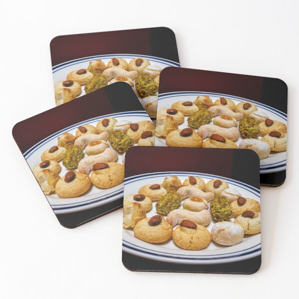 Item preview, Assorted Almond and Pistachio Cookies on a White Plate — Homemade Festive Dessert Platter designed and sold by Nmallia.