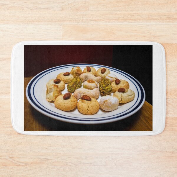 Item preview, Assorted Almond and Pistachio Cookies on a White Plate — Homemade Festive Dessert Platter designed and sold by Nmallia.
