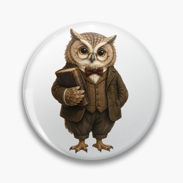 Item preview, Cute Owl Professor Dark Academia Animals Print – Watercolor Owl Book Art, Vintage Woodland Sticker designed and sold by DonnaByPT.