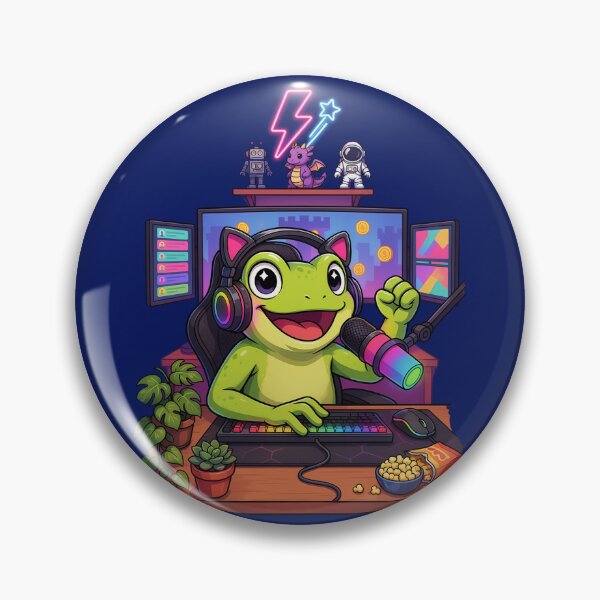 Item preview, Cute Frog Streamer Gaming Setup | Kawaii Gamer Frog with RGB Microphone designed and sold by PatsiRose.