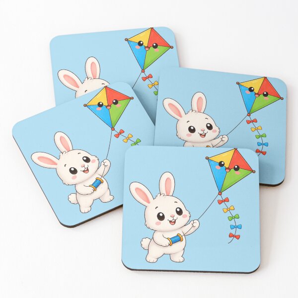 Item preview, Cute Bunny Flying Colorful Kite Kawaii Animal Illustration designed and sold by Seculinator.