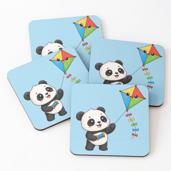 Item preview, Cute Panda Flying Colorful Kite Kawaii Animal Illustration designed and sold by Seculinator.