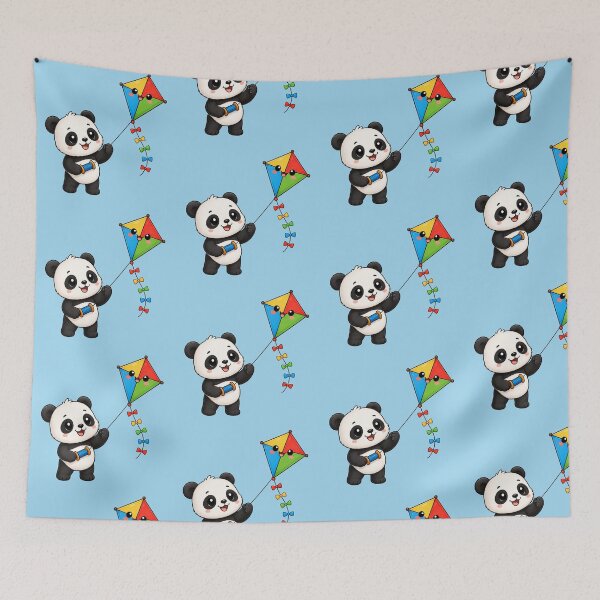 Item preview, Cute Panda Flying Colorful Kite Kawaii Animal Illustration designed and sold by Seculinator.