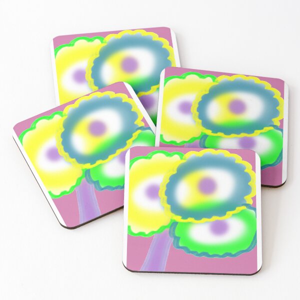 Item preview, Abstract Quirky Eye 90s Flower Bright Pastel Print designed and sold by TheSnugGirl.