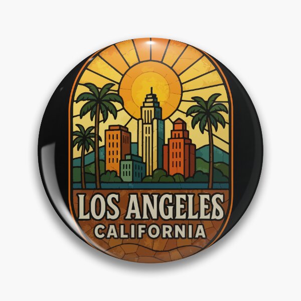 Item preview, Los Angeles California Retro Stained Glass Travel designed and sold by TomFrontierArt.