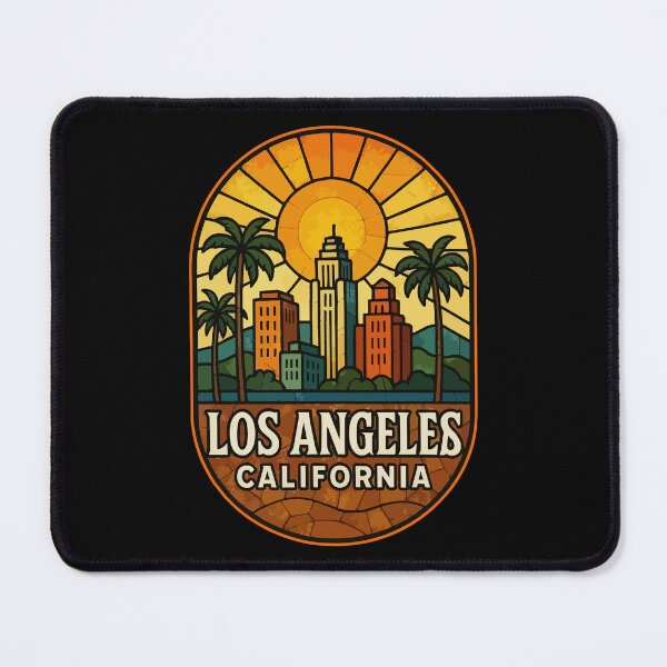 Item preview, Los Angeles California Retro Stained Glass Travel designed and sold by TomFrontierArt.