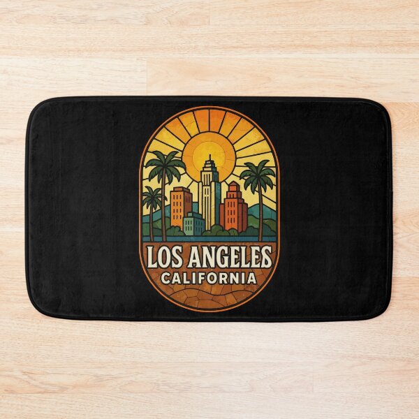 Item preview, Los Angeles California Retro Stained Glass Travel designed and sold by TomFrontierArt.