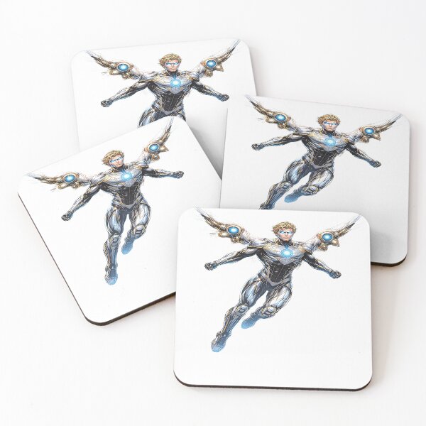 Item preview, Celestial Wing Guardian – Futuristic Angelic Superhero Illustration designed and sold by Artisan Finds Online.