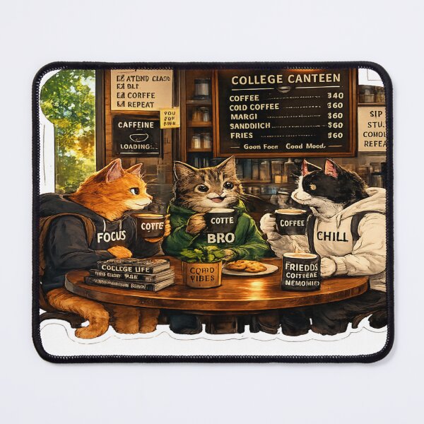Item preview, Coffee Break Cats – College Canteen Sticker designed and sold by Genzfirevibes.