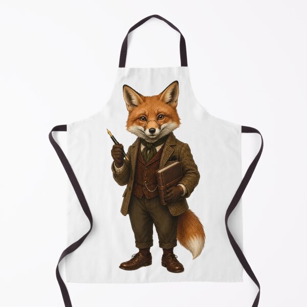 Item preview, Cute Fox Writer Dark Academia Animals Print – Watercolor Fox Fountain Pen Art, Vintage Animal Sticker designed and sold by DonnaByPT.