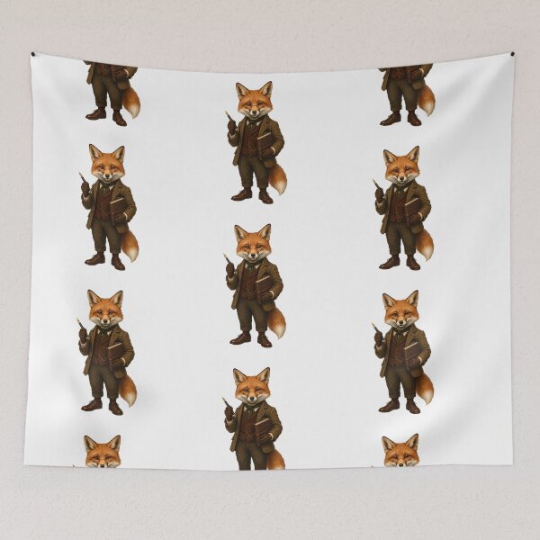Item preview, Cute Fox Writer Dark Academia Animals Print – Watercolor Fox Fountain Pen Art, Vintage Animal Sticker designed and sold by DonnaByPT.